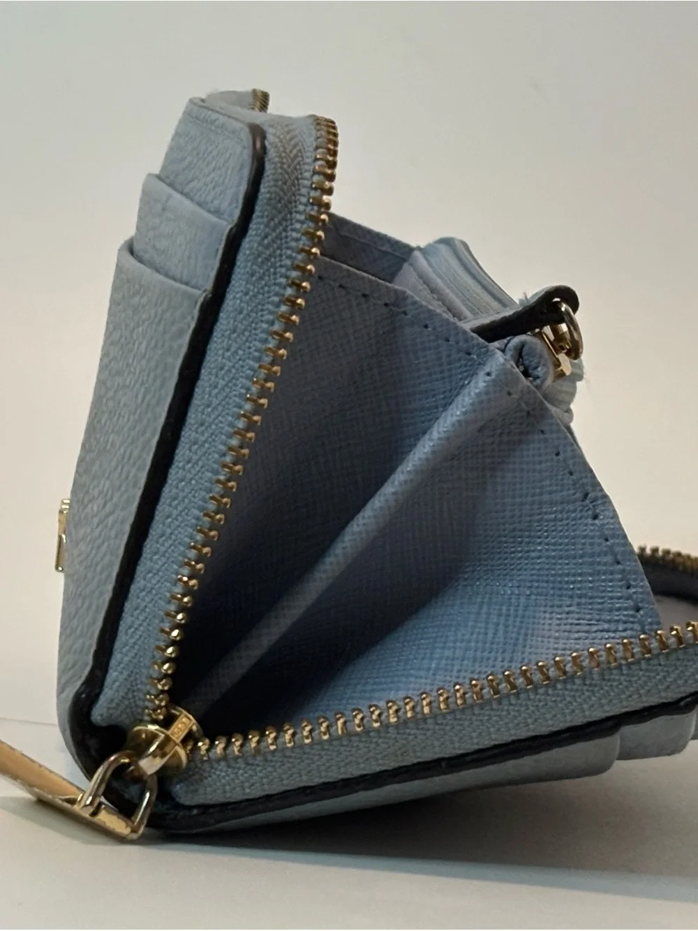 MICHAEL KORS ($138) Jet Set Travel Small  Steel Blue Pebbled Leather Wallet